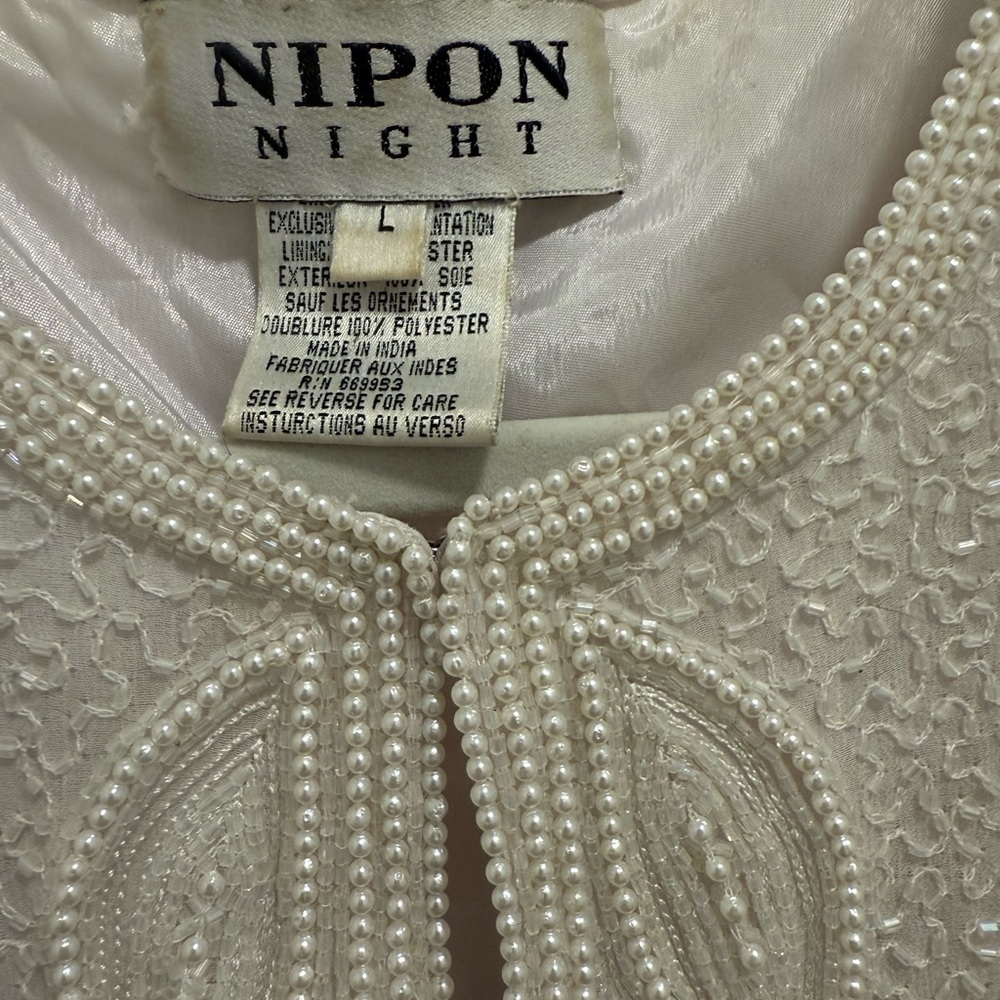 VINTAGE Nipon Boutique Cream Beaded Jacket - Picture 3 of 6